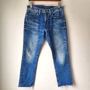 Levi's 511 Blue Straight Jeans Classic Denim Style With Freyed Hem Sz 32